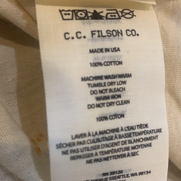 C.C. Filson S/S lightweight Outfitter T- Shirt, NEW, Made in the USA 🇺🇸, Cream - Picture 5 of 5